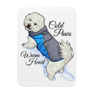 Warmherz-Magnet mit Bichon-Frise-Schnee-Foto Magnet
