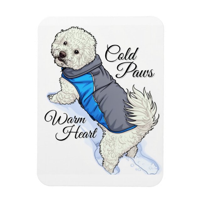 Warmherz-Magnet mit Bichon-Frise-Schnee-Foto Magnet (Vertikal)