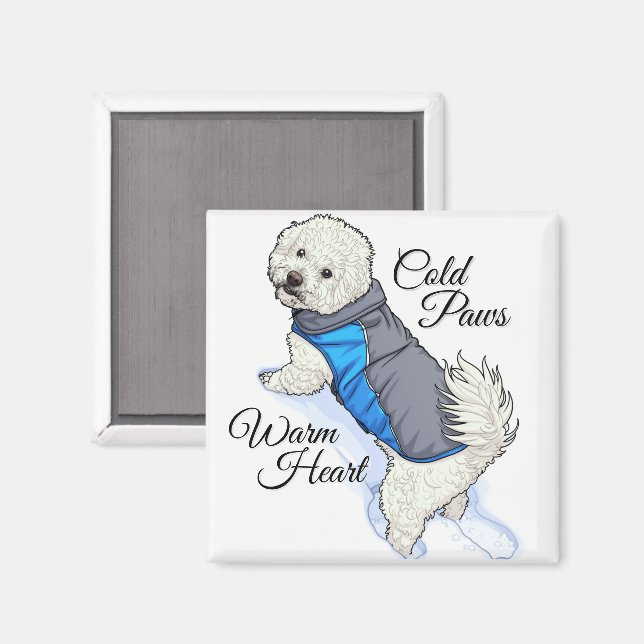 Warmherziger Schnee Bichon  Magnet (Vorderseite/Rückseite)