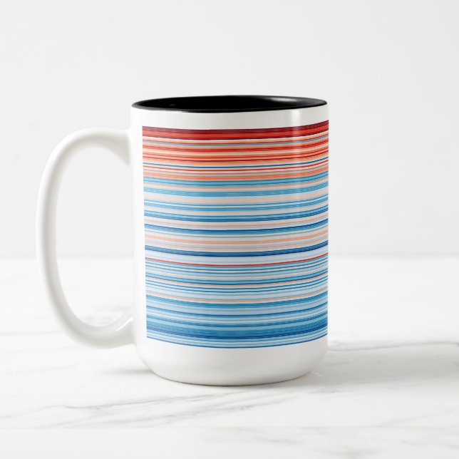 Warming Stripes Germany 1881-2020 Zweifarbige Tasse (Links)