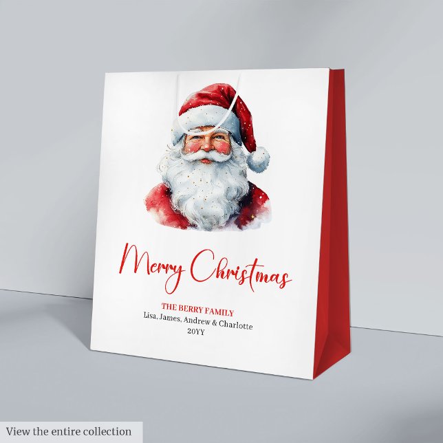 Warmish Santa Claus Cozy Red Green Holiday Chic Mittlere Geschenktüte (Warmish Santa Claus Cozy Red Green Holiday Gift Bag)