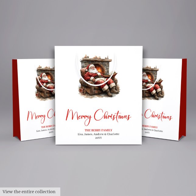 Warmish Santa Claus Trendy Modern Holiday Bag Mittlere Geschenktüte (Warmish Santa Claus Trendy Modern Holiday Bag)