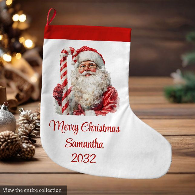 Warmish Santa Claus Trendy Modern Holiday Stocking Großer Weihnachtsstrumpf (Warmish Santa Claus Trendy Modern Holiday Stocking)