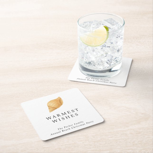 Warmseher Strand Moderne Weihnachten Rechteckiger Pappuntersetzer (Vor Ort)