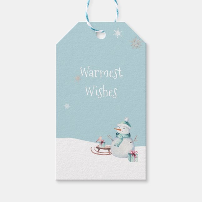 Warmwill Snowman-Schlittengeschenke Geschenkanhänger (Vorderseite)