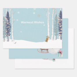 Warmwill Snowman-Schlittengeschenke Geschenkpapier Set