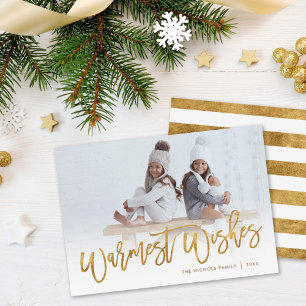 Warmwünscht Gold-Script-Foto-Overlay Feiertagskarte