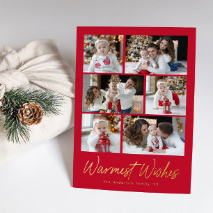 Warmwünscht Script Red 6 Foto Collage Folien Feiertagskarte