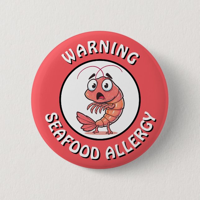 Warn-Schaltfläche für schwere Meeresfrüchte-Allerg Button (Vorderseite)