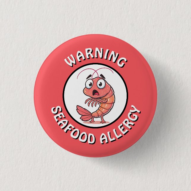 Warnbutton für schwere Meeresfrüchte-Allergie Button (Vorderseite)