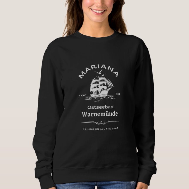 Warnemünde Ostseebad-Mariana- Schiff & Möwe- Warne Sweatshirt (Vorderseite)
