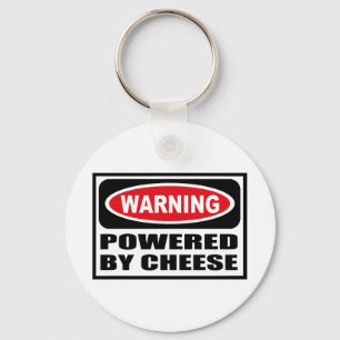 Warnen ANGETRIEBEN DURCH KÄSE Schlüsselkette Schlüsselanhänger