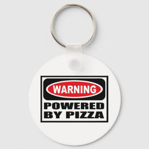 Warnen ANGETRIEBEN DURCH PIZZA Schlüsselkette Schlüsselanhänger