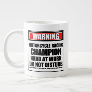 Warnen Sie Motorrad-Champion hart am Arbeitsplatz Jumbo-Tasse
