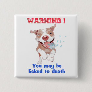 Warnender Pitbull geleckt zum Tod Button