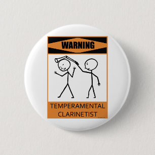 Warnender Temperamental Clarinetist Button