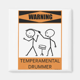 Warnender Temperamental Schlagzeuger Magnet