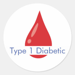 Warnhinweis - Diabetiker Typ 1 Runder Aufkleber