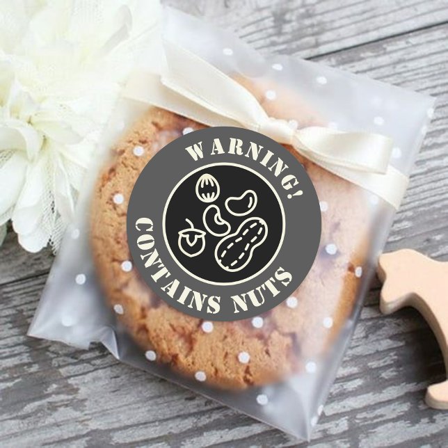 Warnhinweis enthält das Lebensmitteletikett Nüsse Runder Aufkleber (Von Creator hochgeladen)