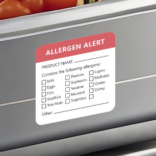 Warnhinweis für Allergien Quadratischer Aufkleber