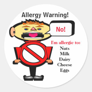Warnhinweis für Allergien Runder Aufkleber