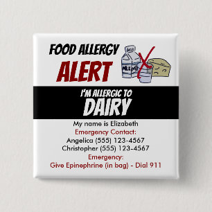 Warnhinweis für die Editable Dairy Food Allergy Button