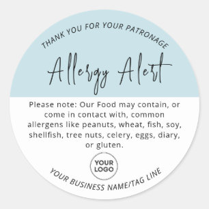 Warnhinweis für hellblaue Allergie Runder Aufkleber