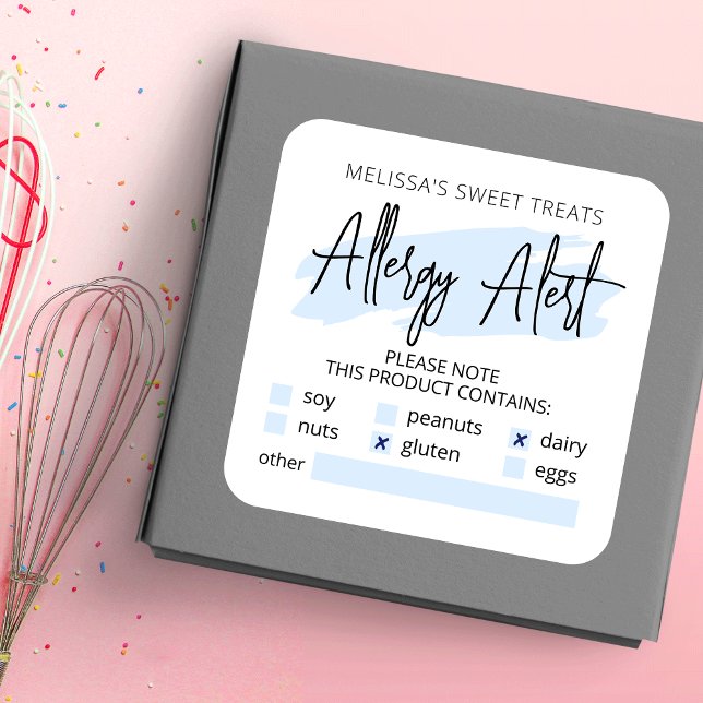 Warnhinweis für hellblaue Wasserfarbe Quadratischer Aufkleber (Von Creator hochgeladen)