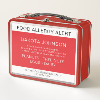 Warnhinweis für Red Food Allergie Metall Brotdose