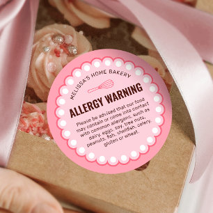 Warnhinweis für Rosa Bäckerei - Lebensmittelsicher Runder Aufkleber