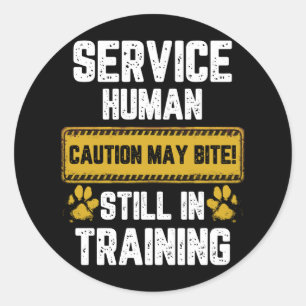 Warnhinweis Menschliche Vorsicht kann Hunde biswei Runder Aufkleber