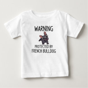 Warnhinweis unter französischem Bulldoggen Baby T-shirt