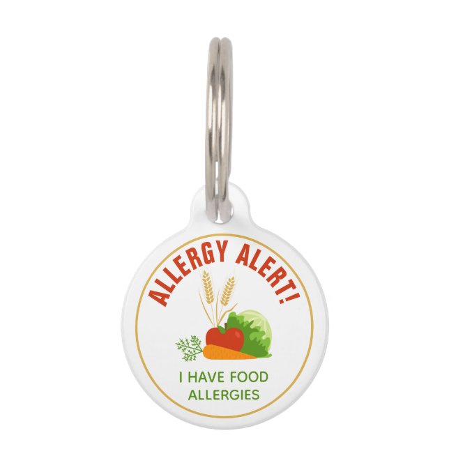 Warnhinweise für Lebensmittelallergien mit Cartoon Haustiermarke (Vorderseite)