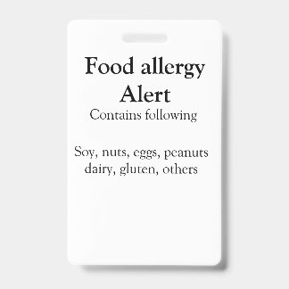 Warnhinweise zur Lebensmittelallergie fügen Sie de Ausweis