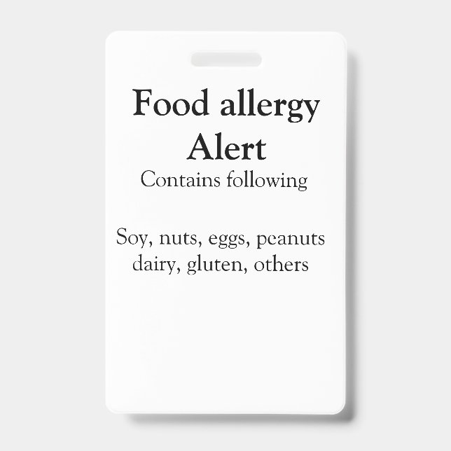 Warnhinweise zur Lebensmittelallergie fügen Sie de Ausweis (Vorderseite)