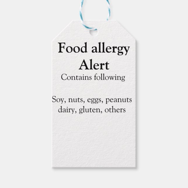 Warnhinweise zur Lebensmittelallergie fügen Sie de Geschenkanhänger (Vorderseite)