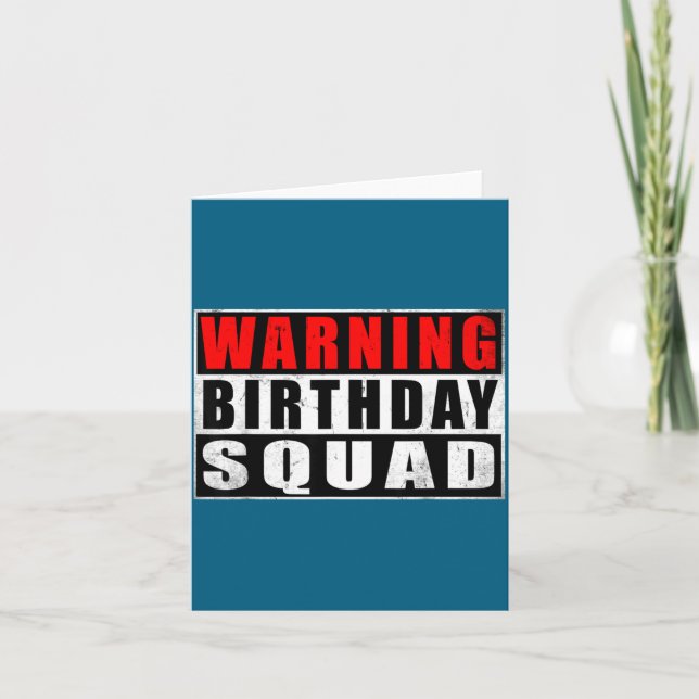 Warning Birthday Squad Funny Quotes Vintage  Karte (Vorderseite)