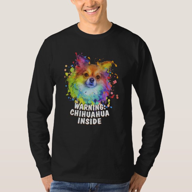 Warning Chihuahua Inside Chiwawa Humor Toy Breed   T-Shirt (Vorderseite)