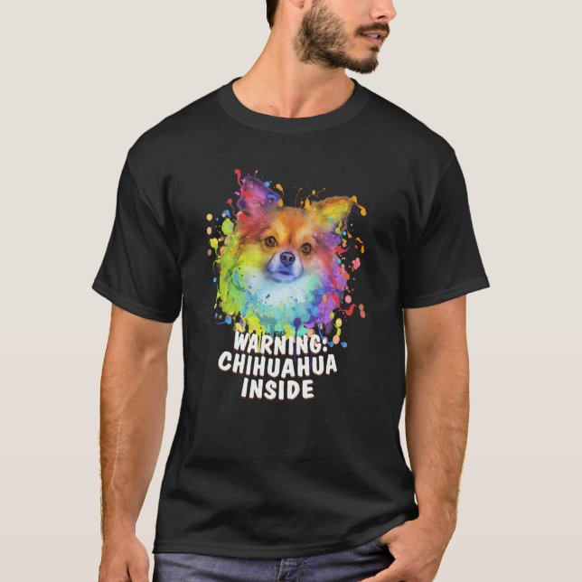 Warning Chihuahua Inside Chiwawa Humor Toy Breed   T-Shirt (Vorderseite)