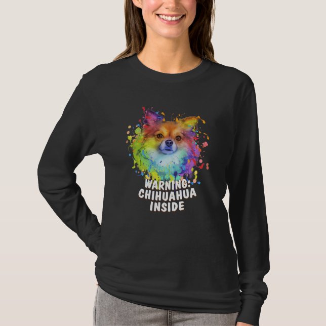 Warning Chihuahua Inside Chiwawa Humor Toy Breed   T-Shirt (Vorderseite)