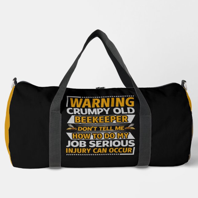 Warning Crumpy Old Beekeeper  Duffle Bag (Vorderseite)