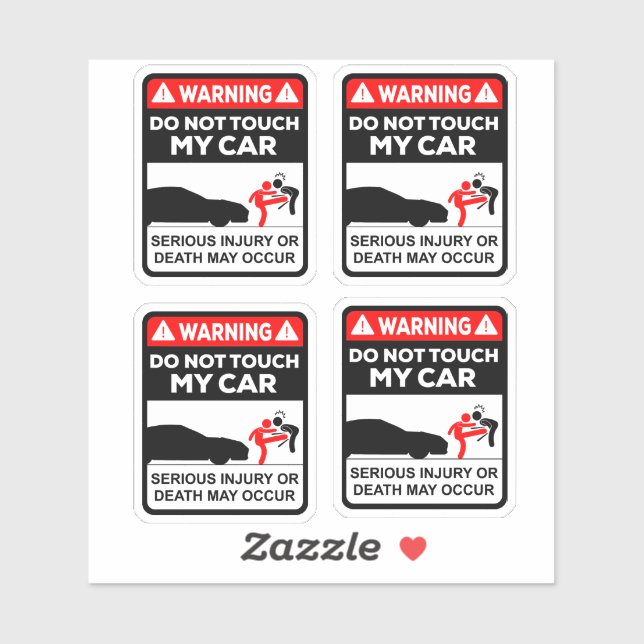 Warning Do Not Touch My Car Vinyl Stickers Aufkleber (Blatt)