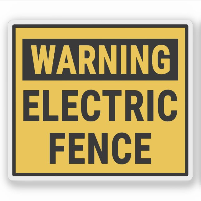 Warning Electric Fence Aufkleber (Vorderseite)