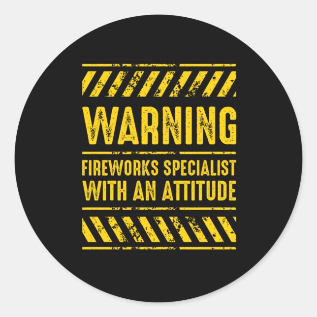 Warning Fireworks Specialist Pyro Pyrotechnic Gift Runder Aufkleber (Vorderseite)