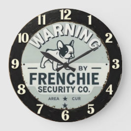 Warning French Security French Bulldog Große Wanduhr