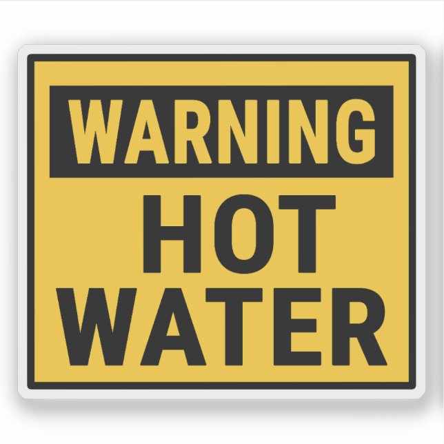 Warning Hot Water  Aufkleber (Vorderseite)