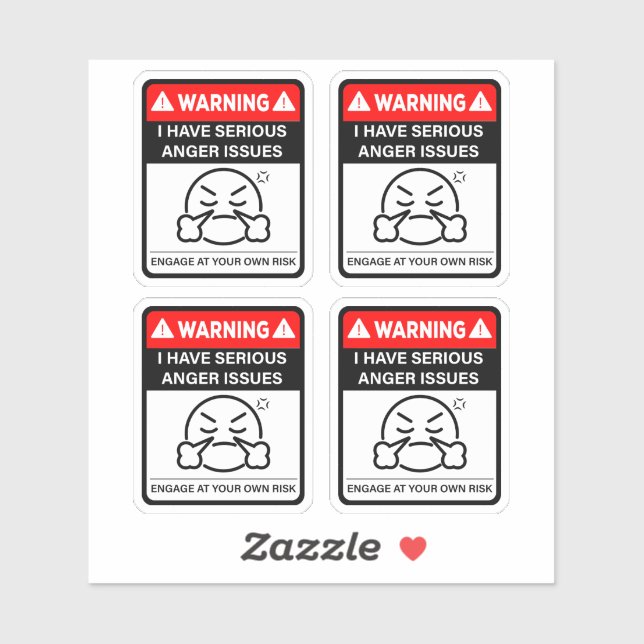 Warning I Have Serious Anger Issues Vinyl Stickers Aufkleber (Blatt)