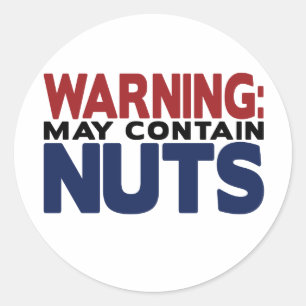 WARNING: KANN NUTS Aufkleber ENTHALTEN