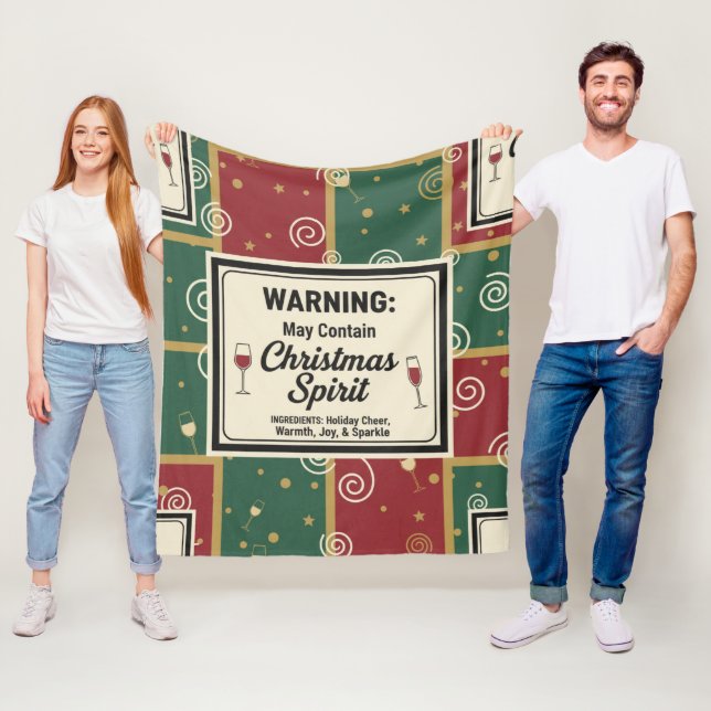 Warning May Contain Christmas Spirit Holiday  Fleecedecke (Beispiel)