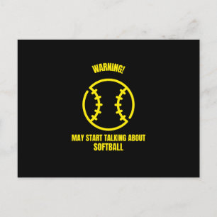 Warning may start talking about softball funny bas postkarte